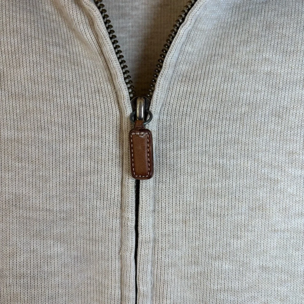 Polo Ralph Lauren Mens Cream Tan Heathered Sweater Jacket Large Pony Logo Preppy